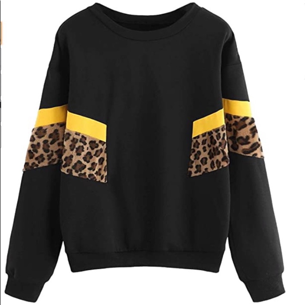 Romwe Leopard Sweatshirt Sz L